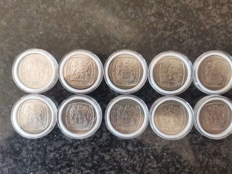 10 x 1994 Presidential Inauguration R5 Coins - Bid per coin to take the lot