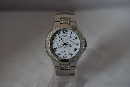 GUESS LADIES' SILVER PRISM WATCH