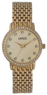 LANCO LADIES GOLD PLANTED ROUND WATCH
