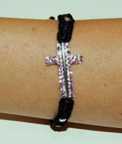 DIAMOND SMALL CROSS BRACELET-PURPLE