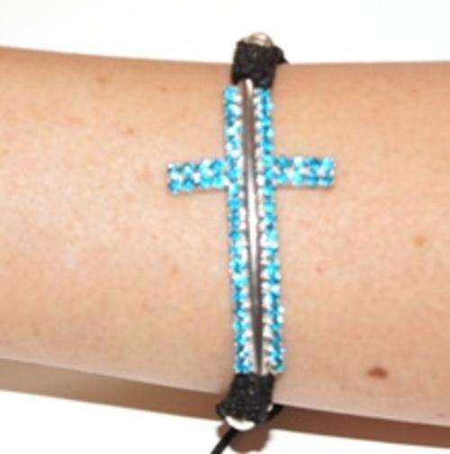 STUNNING DIAMONTE LARGE CROSS BRACELET-BLUE