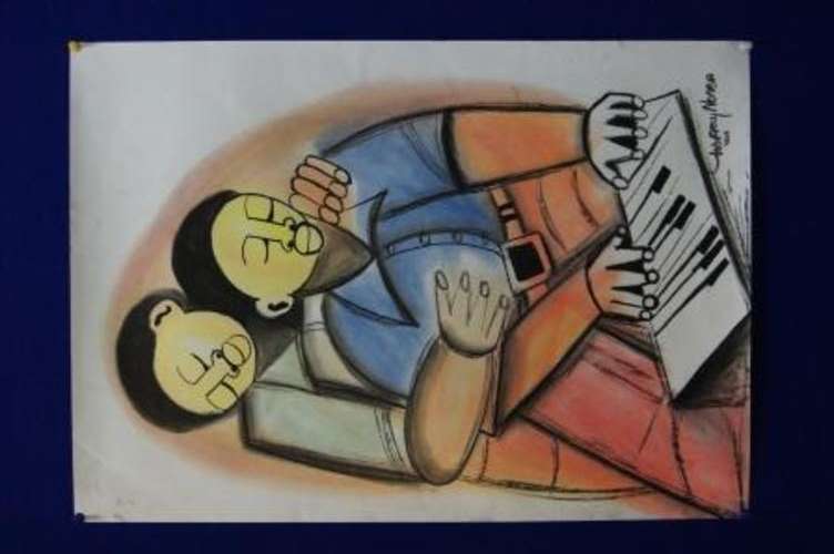 GODFREY NDABA PASTELS  "PIANO PRACTICE"