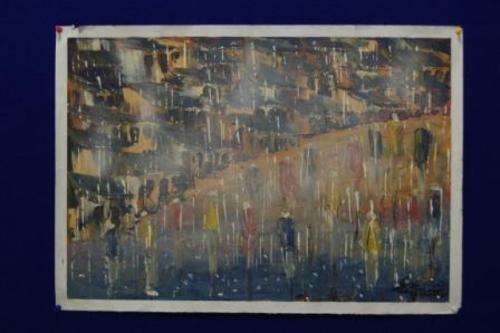 SOLOMON SEKHAOLO AFRICAN ARTWORK OIL ON PAPER