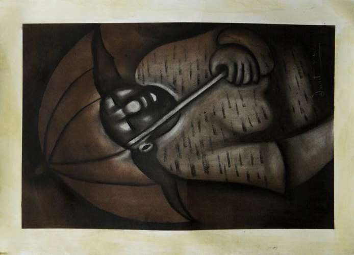 DAVID MBELE  "MAN UNDER UMBRELLA"
