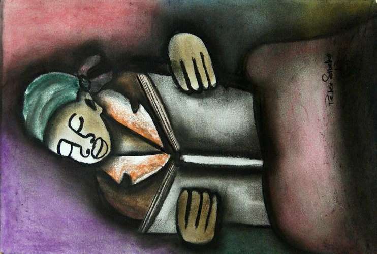 PETER SIBEKO PASTELS "LADY READING "