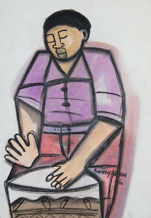 GODFREY NDABA PASTELS " MASTER OF DRUMS"