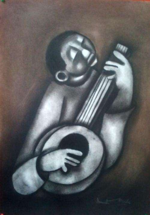 DAVID MBELE "GUITAR" ORIGINAL PASTEL ARTWORK