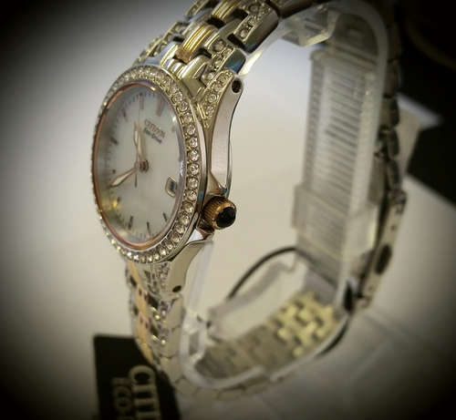 CITIZEN ECO-DRIVE LADIES TWO-TONE WITH DIAMOND EMBELLISHMENT
