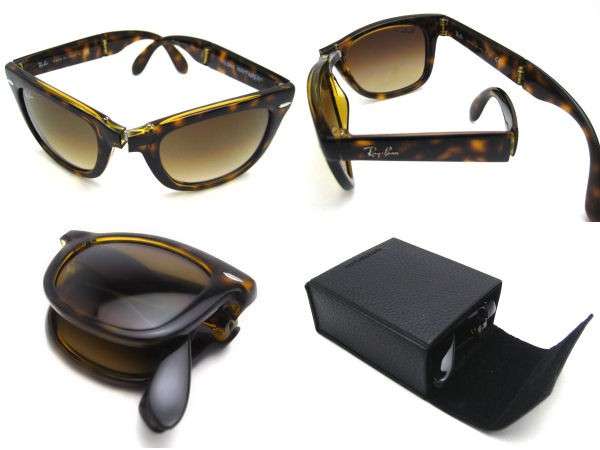 RAY BAN FOLDING WAYFARER IN TORTOISE BROWN