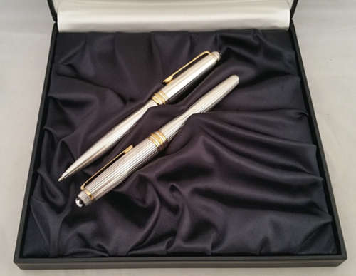 ORIGINAL MONT BLANC SILVER PEN and PENCIL SET