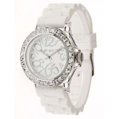 JET SET LADIES SAINT TROPEZ WHITE WATCH WITH STONES