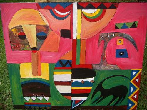 SPEELMAN         MAHLANGU        OIL        ON CANVAS *******  no reserves  *****