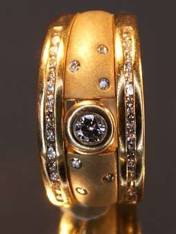 YELLOW GOLD RING 39 DIAMOND BRILLIANT CUT#NO RESERVES#