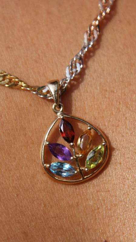 YELLOW WHITE RED GOLD AMETHIST TOPAZ PERIDOT  RRP R15100 NECKLACE NEW@@ NO RESERVES@@