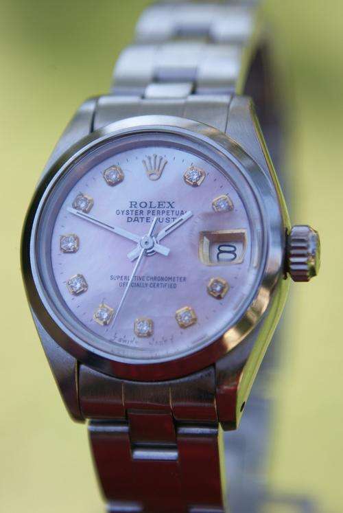 ROLEX OYSTER PERPETUAL ladies  DATEJUST ## PINK ##  MOP  & DIAMONDS  @@ NO RESERVES@@