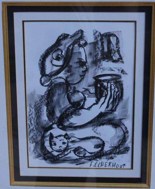 CLAERHOUT    BLACK AND WHITE CHARCOALS  PAWN ART SELLING  INCL COA     NO RESERVES