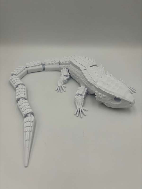 Articulated Red-eyed crocodile skink - 3d Printed 38cm (White)