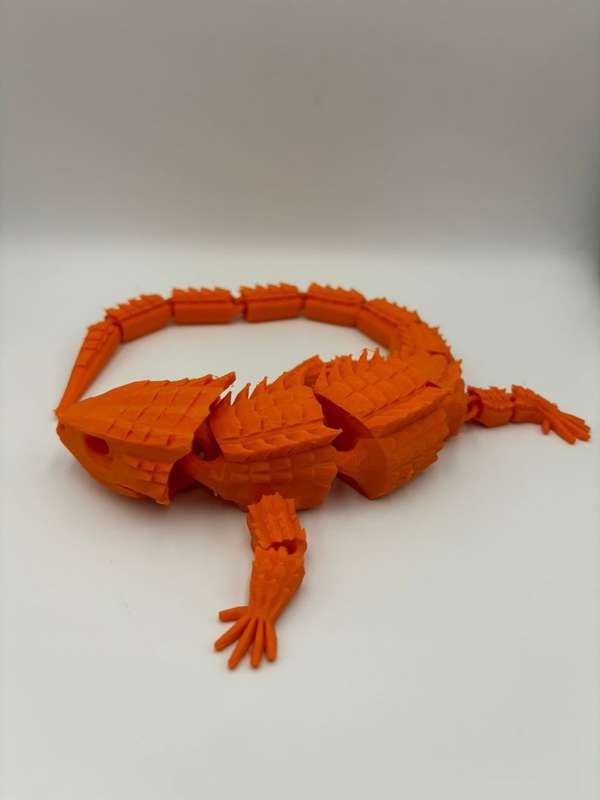 Articulated Red-eyed crocodile skink - 3d Printed 38cm (Orange)