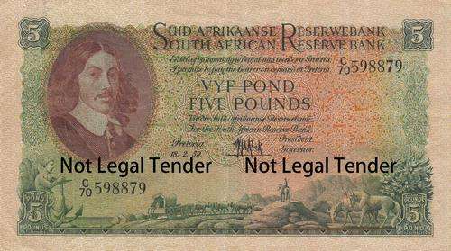 5 Pounds Note - MH de Kock - 1959 - Very Good Condition