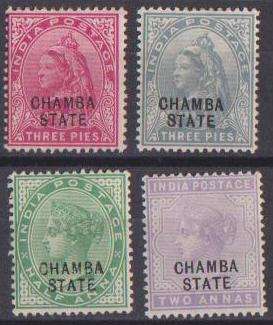 British Colonies- Queen Victoria -India  States - Chamba 1900/04 - 4 Different Vols