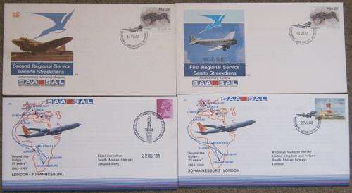 South Africa Airways x 4 Signed Comm Flight Covers