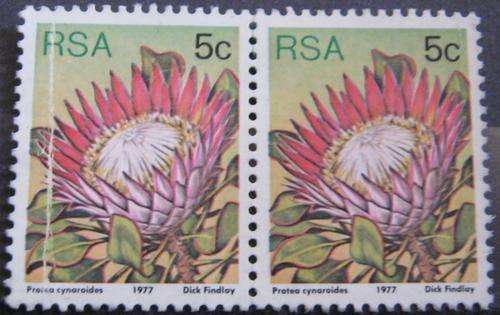 South Africa 1977 Proteas - 5c Def H/P With Variety CRACKED PLATE