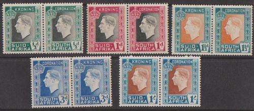 Union 1937 Coronation - Complete Set Of 5 H/Ps - 2010 CV R100.00+