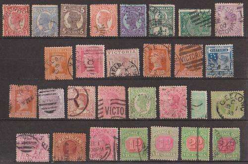 Australia States - Queensland & Victoria - Selection Of 29 Queen Victoria Different Stamps