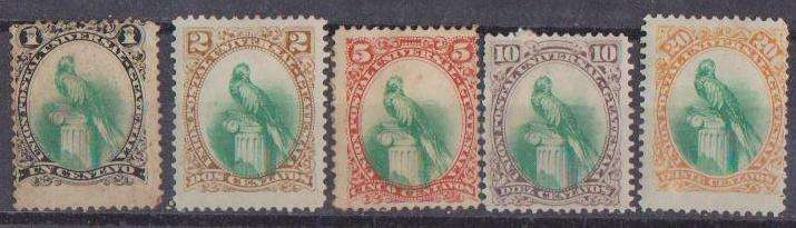 Guatemala 1881 - Complete Set Of 5 - Birds