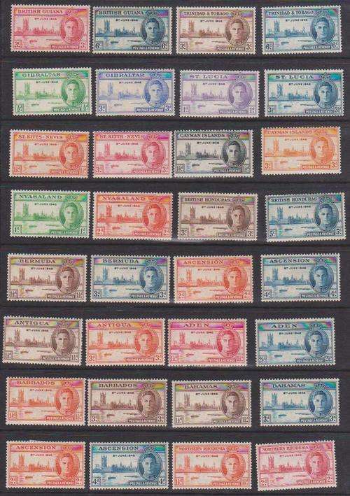 Victory Omnibus 1946 Issue - 26 x Different Complete Sets of 2 = 52 Stamps 2004CVR225.00