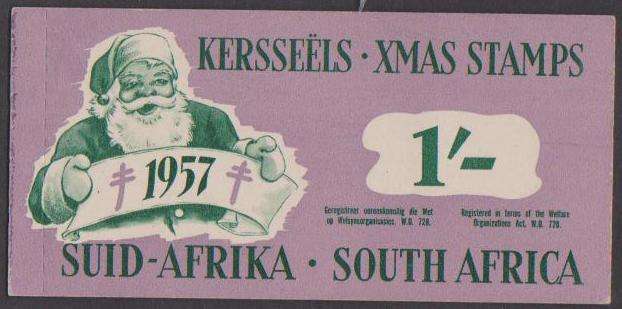 SA Christmas Stamps 1957 Booklet Of 1 Shilling - 12 Stamps