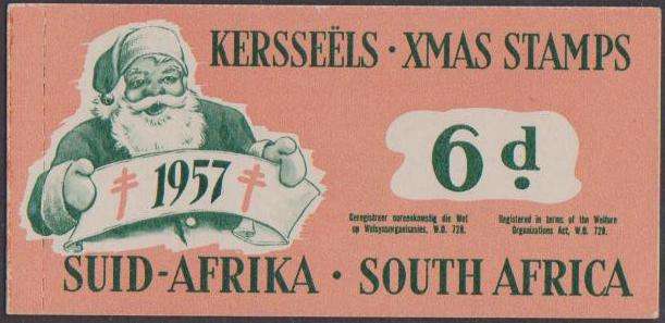 SA Christmas Stamps 1957 Booklet Of 6d - 6 Stamps