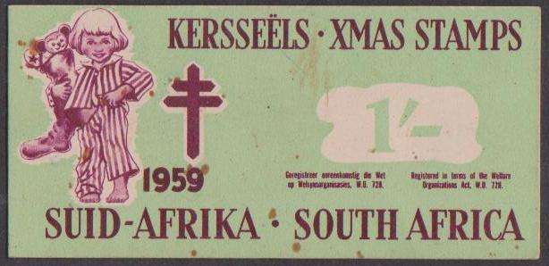 SA Christmas Stamps 1959 Booklet Of 1 Shilling - 6 Stamps