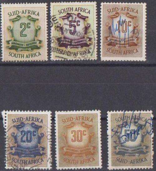 RSA 1968/78 - 6 x Different Revenue Stamps Up To 50c  CVR90.00