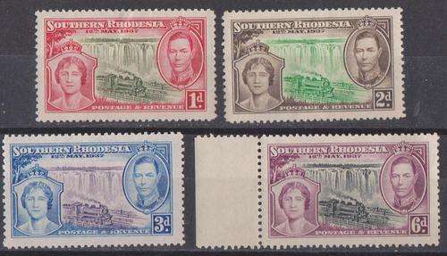 Rhodesia South 1937 - Complete Set Of 4 - King George 6 Coronation  CVR130.00