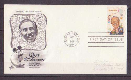USA-1968-Walt Disney Comm Cover-Marceline FDC. 2009CVR130.00.