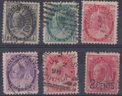 Canada 1898/1902 - Queen Victoria - 6 Different Stamps