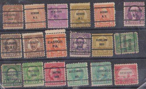 USA - 18 Different Pre Cancelled Stamps