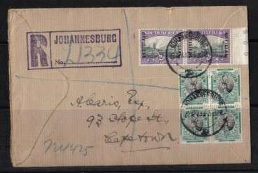 1933- Cover with pair 2d+Block Of 4 half d - Official