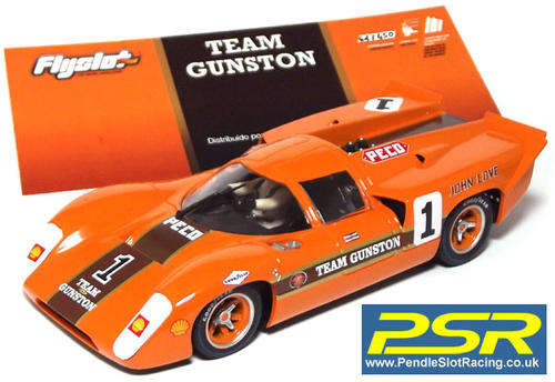 Scalextric Fly Lola T70 MK111 TEAM GUNSTON JOHN LOVE 1/32 scale slot car