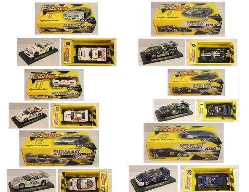 Scalextric FLY 6 CARS SPECIAL EDITION LE MANS Chev Corvette Lister Storm Marcos Viper Venturi 1/32
