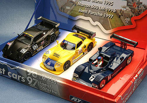 Scalextric FLY 3 CARS SPECIAL EDITION LE MANS LM01 95 96 97 Joest Porsche Lister Storm Marcos  1/32