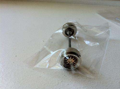 Scalextric Fly front wheels, and axle brand new, RARE BRAND NEW NO RESERVE 1/32 SLOT CAR