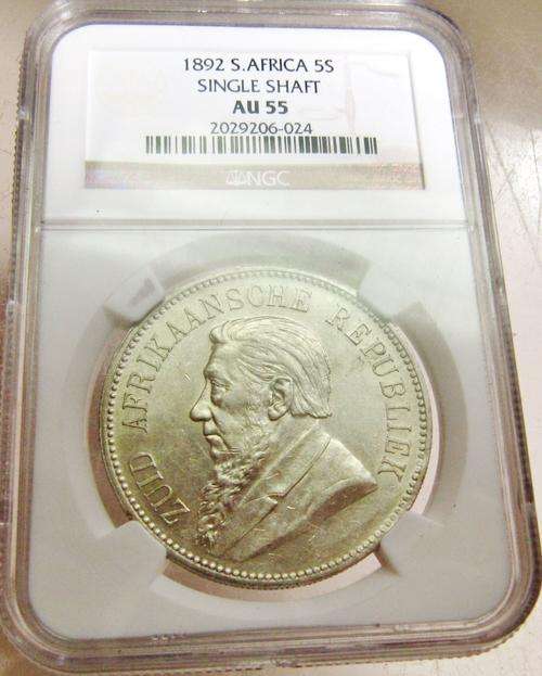 1892 5 Shillings NGC Graded AU55-Sparkling,lustrous premium example!!!