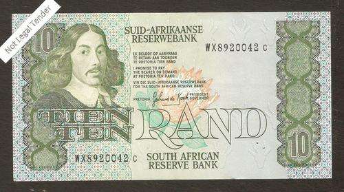 SA 10 Rand (G de Kock 3rd issue)1985 in VF condition - WX Prefix, *replacement note*
