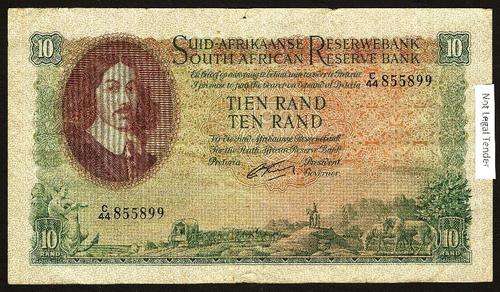 SA 10 Rand (G Rissik 1st issue) 1962, A/E, in F/F+ condition