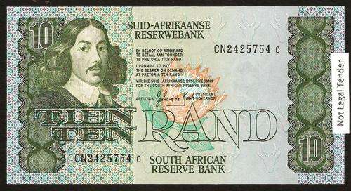 SA 10 Rand (G de Kock 3rd issue)1985, in aUNC condition