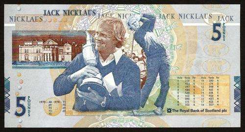Scotland(Royal Bank) 5 Pounds 2005 P.365 GEM UNC condition, Jack Nicklaus - 4 AVAILABLE!!!