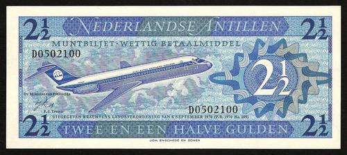 Netherlands Antilles 2 1/2 Gulden 1970 P.21 UNC condition - 5 notes in sequence, bid for one or all