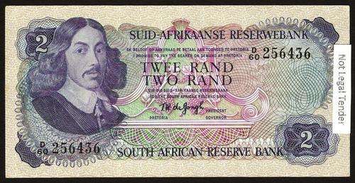 SA 2 Rand (TW de Jongh 2nd issue)1974 in VF/VF+ condition